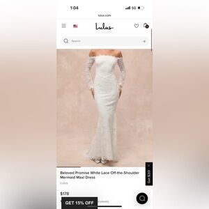 Lulu's Elegant White Lace Off-Shoulder Dress